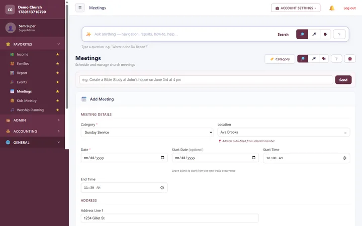 Meetings — Schedule, invite, and track attendance
